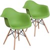 Flash Furniture 2 Pk. Alonza Series Green Plastic Chair with Wooden Legs 2-FH-132-DPP-GN-GG